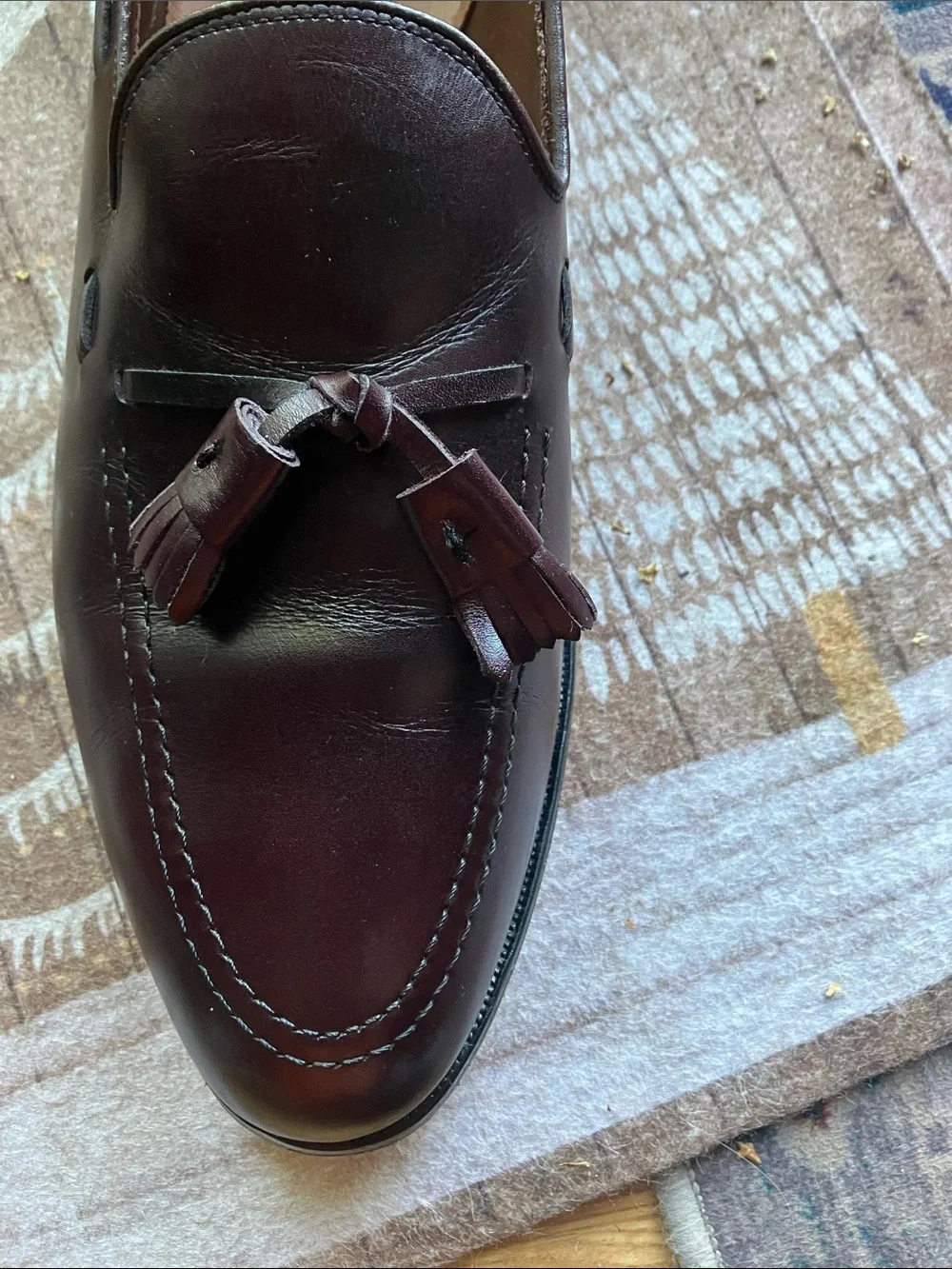 Allen Edmonds Men’s Sz 11 Grayson Tassel Burgundy Slip on Loafers made in USA